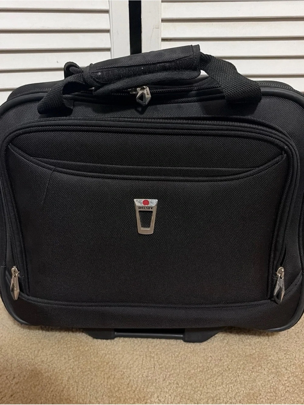 Professional Black Rolling Laptop Briefcase with Telescoping Handle